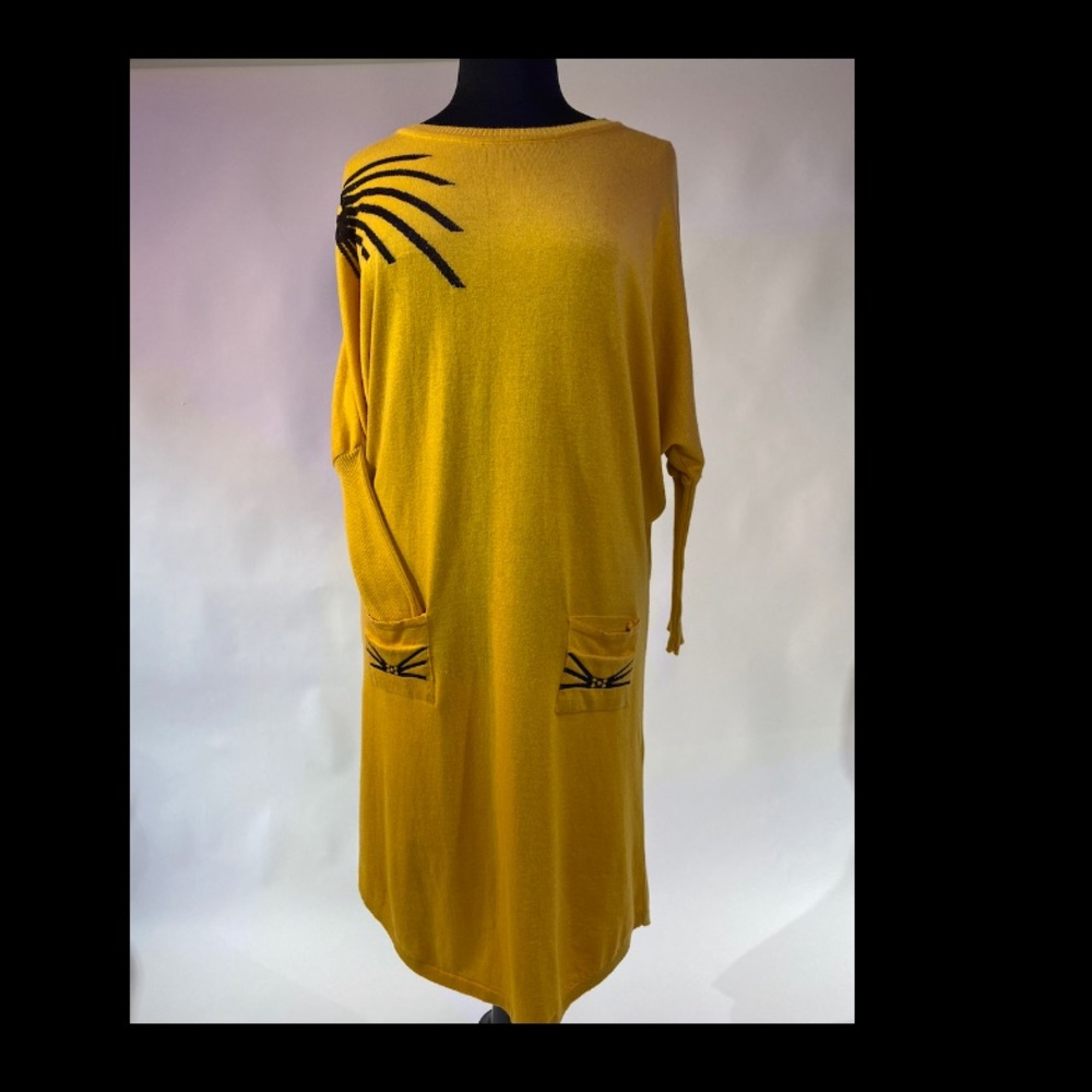 Linda Yellow Wool Sweater dress XL